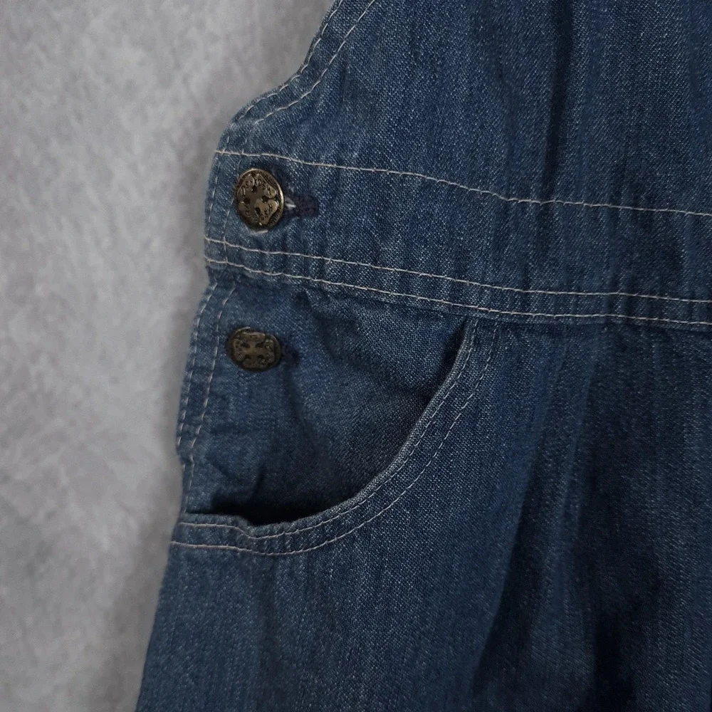 Vintage OshKosh Denim Overall Dress Girls 6 Jumper USA 90s Prairie Farm Cottage